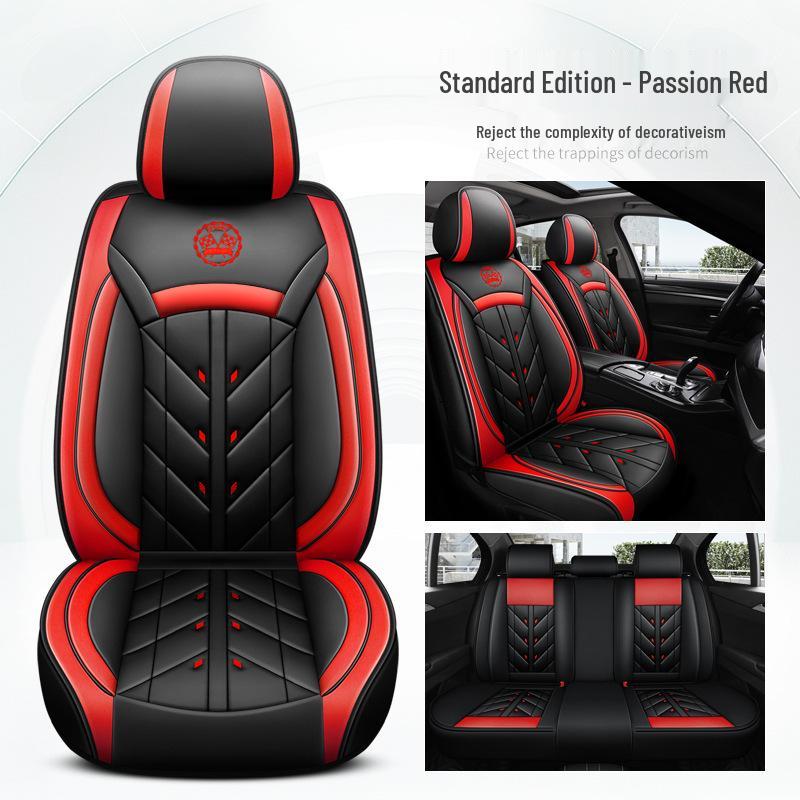 Universal Full Leather Car Seat Cushion for Five-Seaters - All-Season Coverage