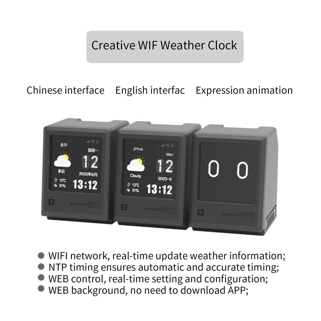 Desktop Einfache Mode Digitaluhr Multifunktionale Drahtlose Wetterstation Thermometer Hygrometer Helligkeit Einstellbar