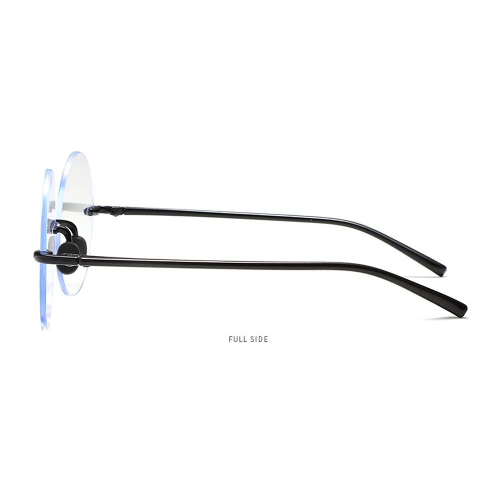 Diamond Cut Rimless Anti-UV Blue Rays Glasses Round Glasses Frame High-definition Eyeglasses Ultra Light Weight Computer Goggles Women's Men's