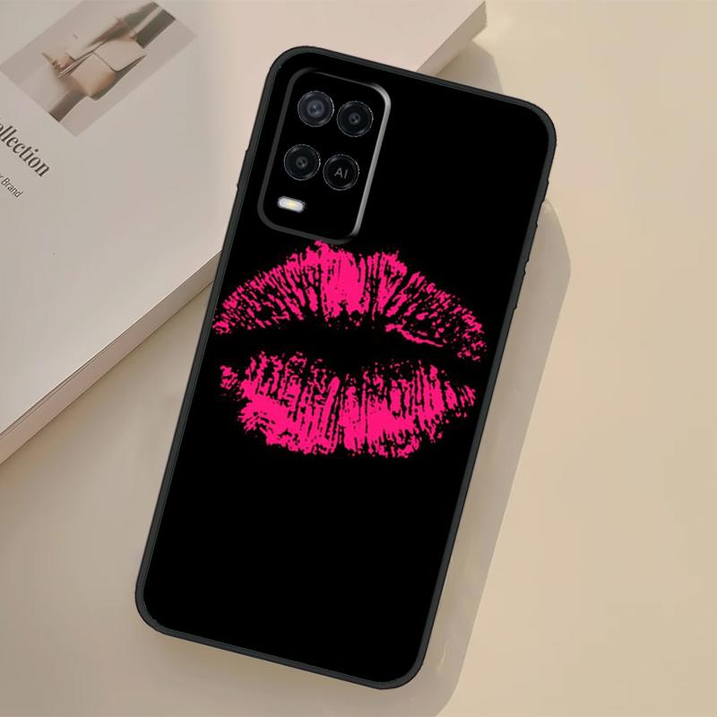 Lipstick Pink Kiss Case For Oppo A5 Pro A15 A17 A57 A77 A18 A38 A58 A78 A98 A96 A76 A16 A94 A74 A54 A40 A60 A80
