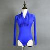 Women's Latin Dance Bodysuit - Mesh Sleeves, Ruffled Bust, Patchwork Skirt