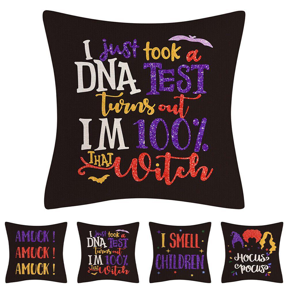 Hocus Pocus Cushion Cover Halloween Themed Home Decor Soft Linen Material Machine Washable 18x18 Inches