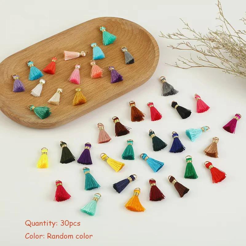 30pcsTiny Tri Layered Keychain Tassels Mini Tassel for Craft Jewelry Making Tassel for Earring Bookmark(Classic Color)