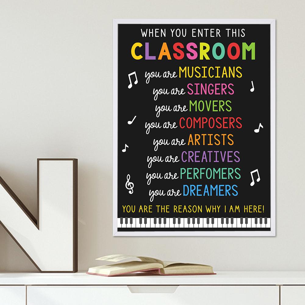 Modern Art Music Teacher Classroom Rules Poster Printed Classroom Decor Music Wall Artwork Canvas Painting Home Decor No Frame