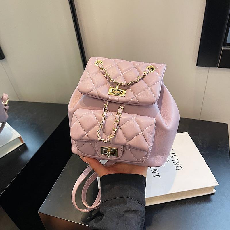 Rautenketten-Rucksack Damen neu Frühling und Sommer vielseitige Bucket Bag Mini kleiner Rücken