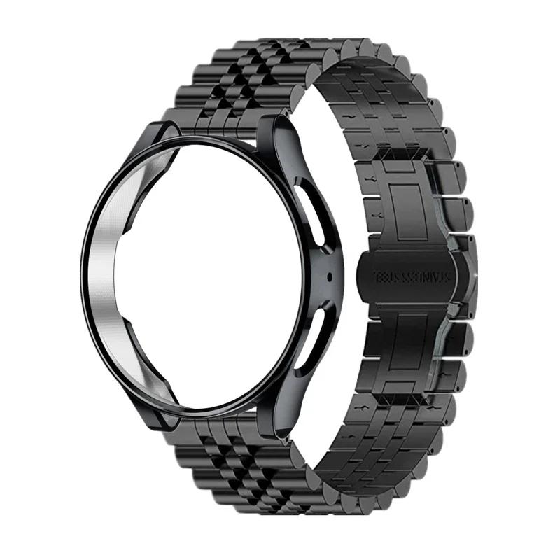 Steel Strap+ Soft TPU Case for Samsung Galaxy Watch 4 5 Pro 6 44mm 40mm 45mm Stainless Steel Bracelet 45mm 41mm 4 6 Classic
