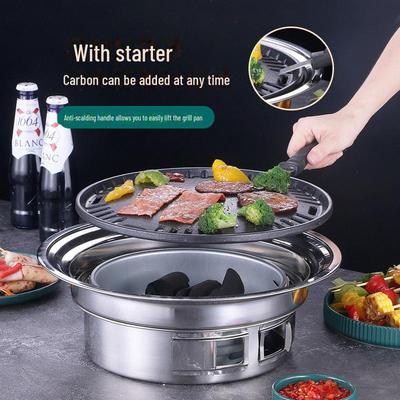 Korean Stainless Steel Portable Charcoal Barbecue Stove for Home and Outdoor Use