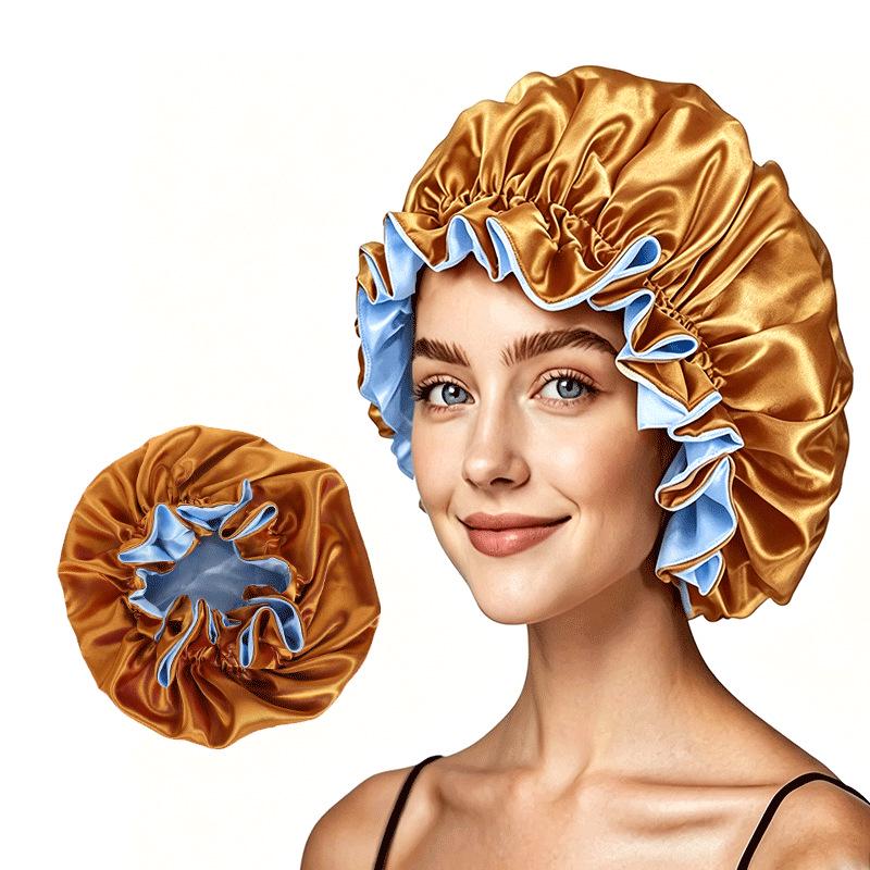 Double-layer Satin Lace Nightcap - Silk Imitation Hair Protection Cap