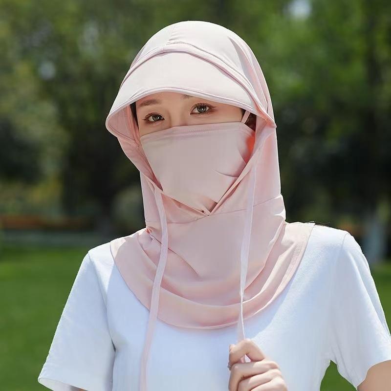Ice Silk UV Protection Full Face Cover Hood Wide Brim Cooling Touch Breathable for Cycling Golf Outdoor Sports