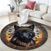 Wolf Chief Round Area Rug,Carpet Rug for Living Room Bedroom Sofa Playroom Decor,Non-slip Floor Mat