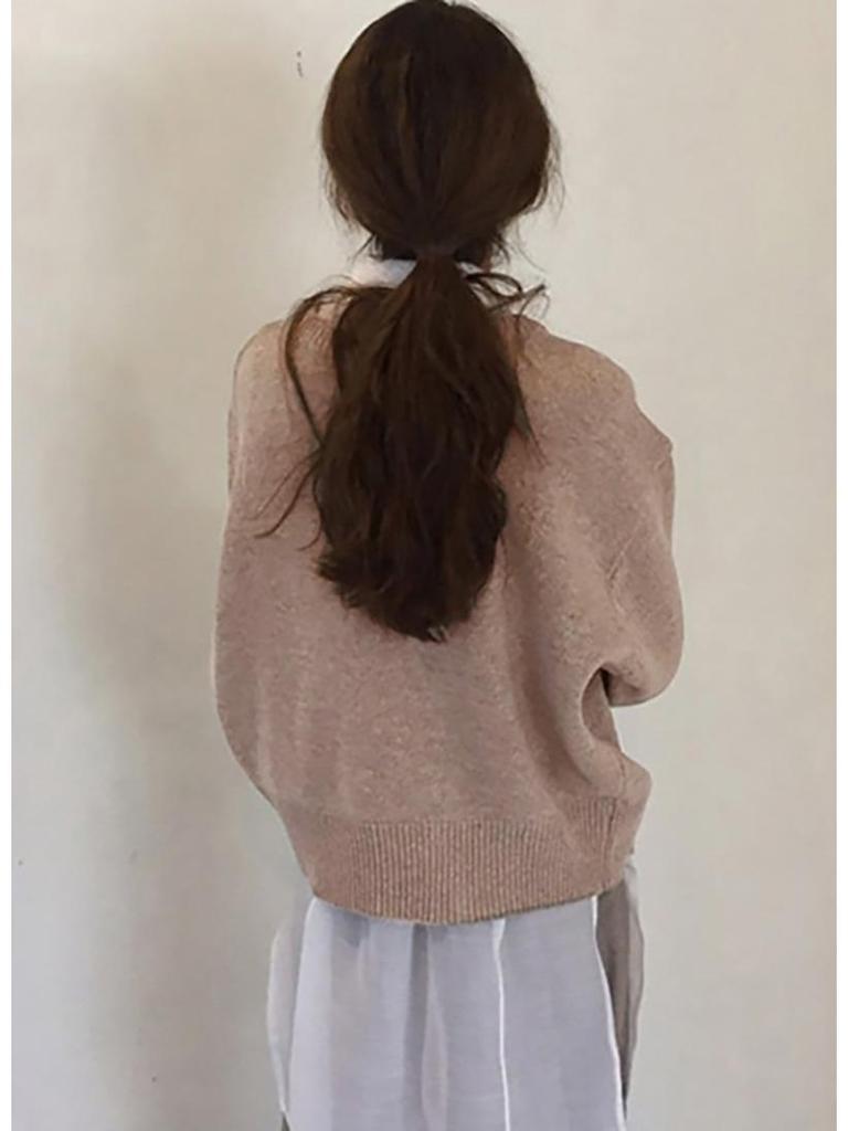 Spring Korean Style Asymmetrical Button Cardigan - Round Neck Knit for Women