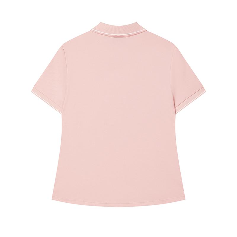 FILA White Fashion Comfortable Simple Versatile Casual Knit Short Sleeve Polo Shirt Women tops Light-Pink F11W523105F-PK