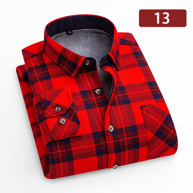 Camicia a quadri con pile double-face a maniche lunghe da uomo per autunno e inverno