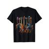 Men's Guitar Graphic Cotton T-Shirt - Casual Short Sleeve Crew Neck, Lightweight & Breathable, Perfect for Outdoor Activities & Music Lovers