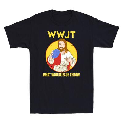 Que Lancerait Jésus WWJT T-shirt Cadeau Chrétien Drôle Hommes Coton Noir T-shirt Unisexe