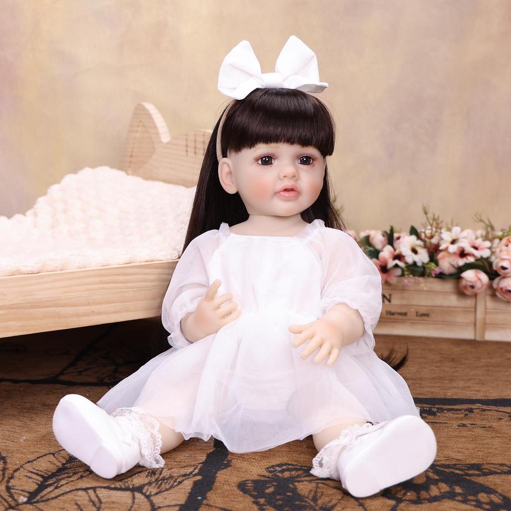 KEIUMI Bambola Bambina Reborn da 55cm Full Silicone Vinile Bagnetto Bambola Neonato giocattolo Regali di Natale Compagno di Gioco Educativo Precoce