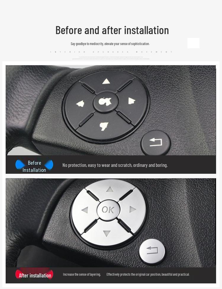 Compatible Steering Wheel Button Stickers for Mercedes-Benz S-Class/R-Class: S300, S600, R350, R400.