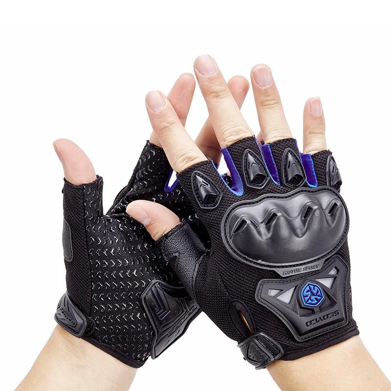 Scoyco MC29D Half-Finger Motorcycle Gloves Summer Riding Breathable Knit Protective Gear In Red Blue Black Green M L XL