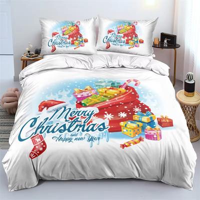 Merry Christmas Bedding Set Full Twin King Queen Comforter Cover Microfiber Christmas Duvet Cover For Boys Teens Bedroom Decor