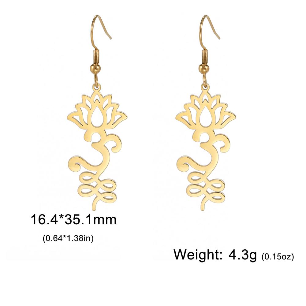 Dawapara Lotus Unalome Earrings Spiritual Shiva Yoga Symbol OM Aum Butterfly Pendant Stainless Steel Jewelry