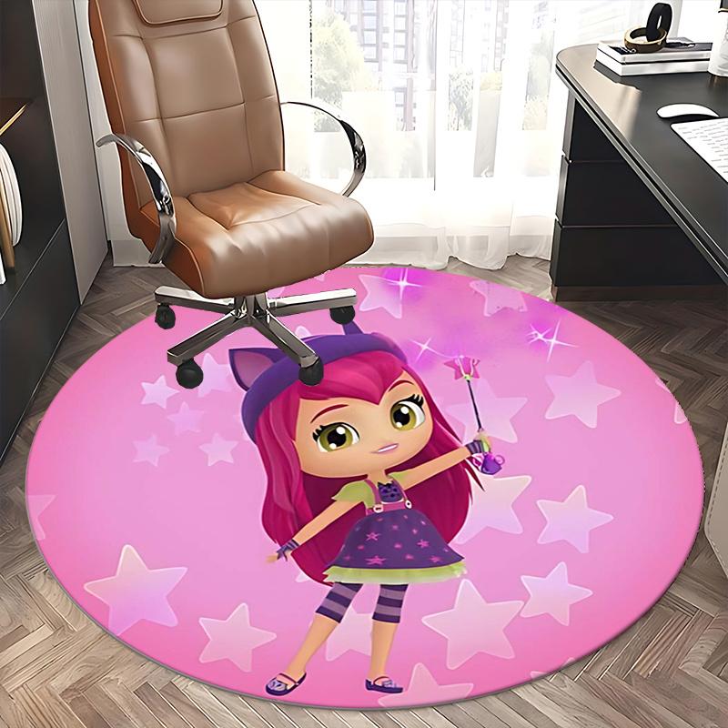 Tappetino rotondo Little Charmers per sedia, ideale per ufficio, lavabile in lavatrice, antiscivolo, adatto a soggiorni e camere da letto.