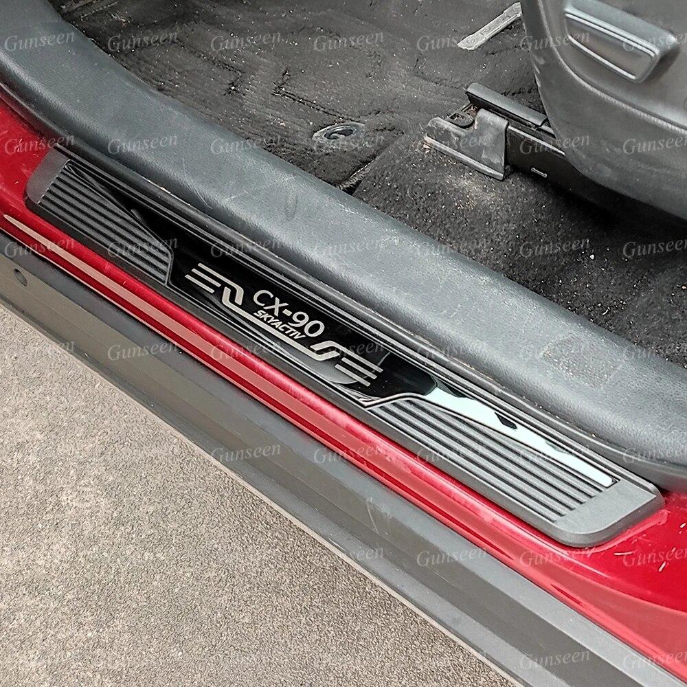 

Для Mazda CX-90 CX90 2022 2023 автомобильные аксессуары, накладка на порог, защитная пластина, автомобильные наклейки на порог, стальная накладка на педаль, стиль