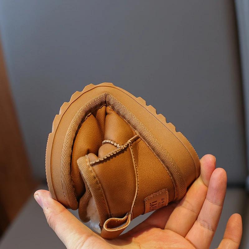 2024 Kinder Warmhalten Schneestiefel für Mädchen Jungen Winter Neue Mode Weich Bequem Rutschfest Lässig Vielseitig Schicke Schuhe