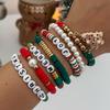 5Pcs/Set Christmas Snowflake Christmas Tree Metal Pendant Bracelet Women Trendy Simple Rope Chain Bangle Couple New Jewelry Gift
