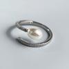 925 Sterling Silver Rings for Women Couple Minimalist Sparckling Pearl Ring Fine CZ Jewelry Birthday Gift Prevent Allergy