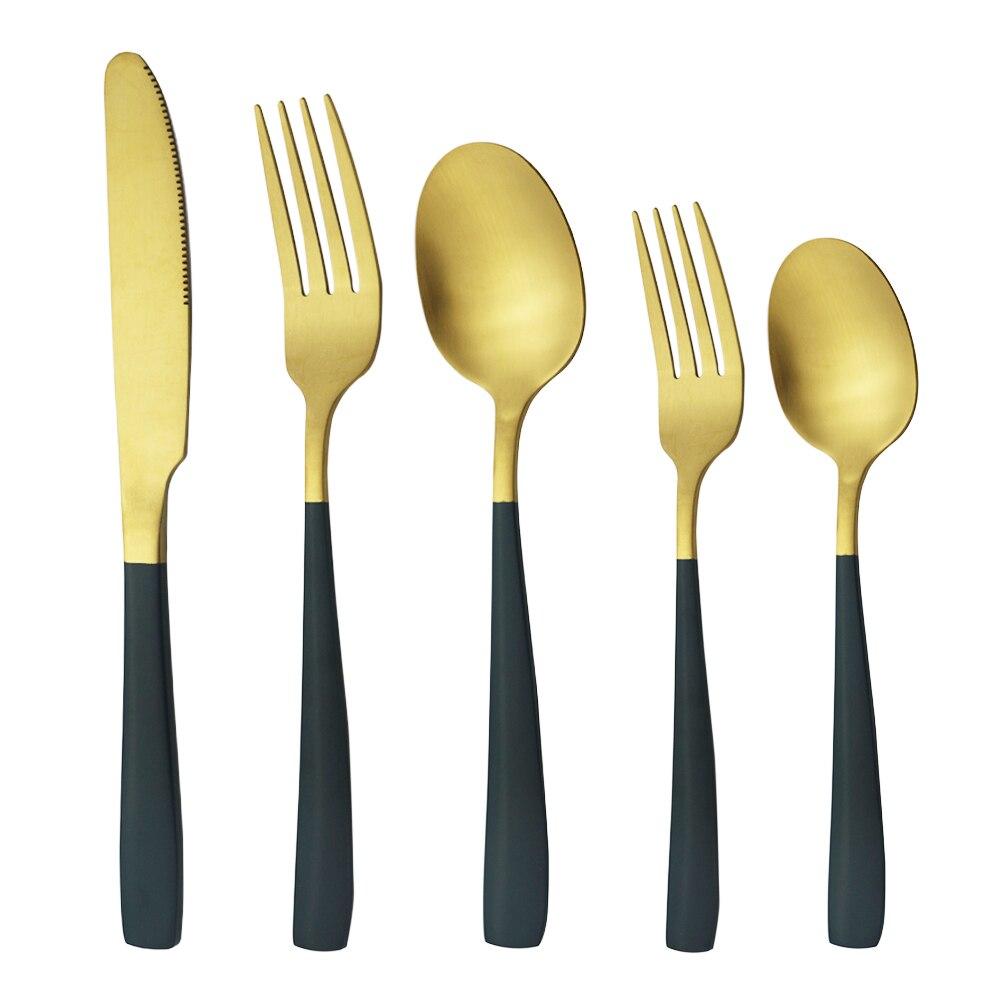 Dinnerware Gold Stainless Steel Set Cutlery Knife Fork Spoons Dessert Coffee Spoons Sliverware Kitchen Party Tableware Flatware