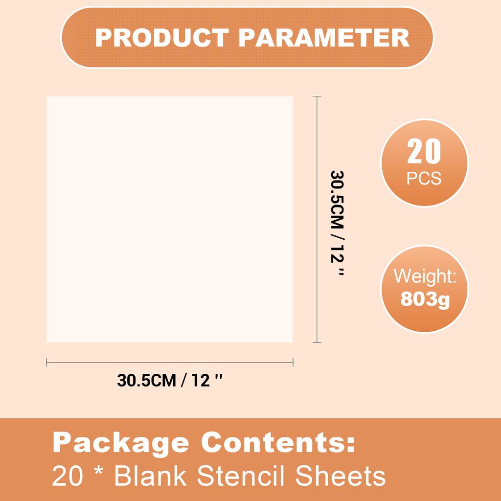 Good-20Pcs Clear Mylar Stencil Sheets 12 Inch Blank Stencil Material Sheets,For Compatible & Silhouette Cutting