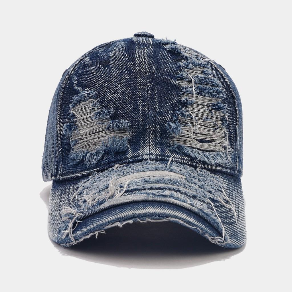 

Модна потерта джинсова бейсболка з вигнутим козирком для чоловіків і жінок джинсовий синього кольору