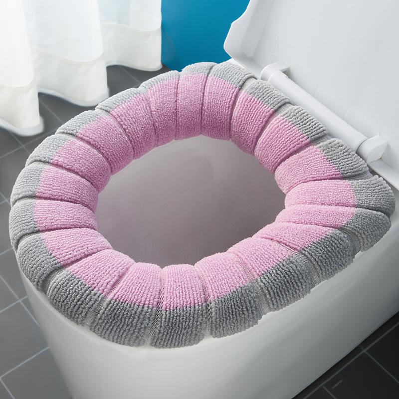 1Pc Thicker Bathroom Toilet Seat Cover Pads Soft Comfortable Toilet Seat Cushion Cover Stretchable Toilet Seat Warmer Easy Inst