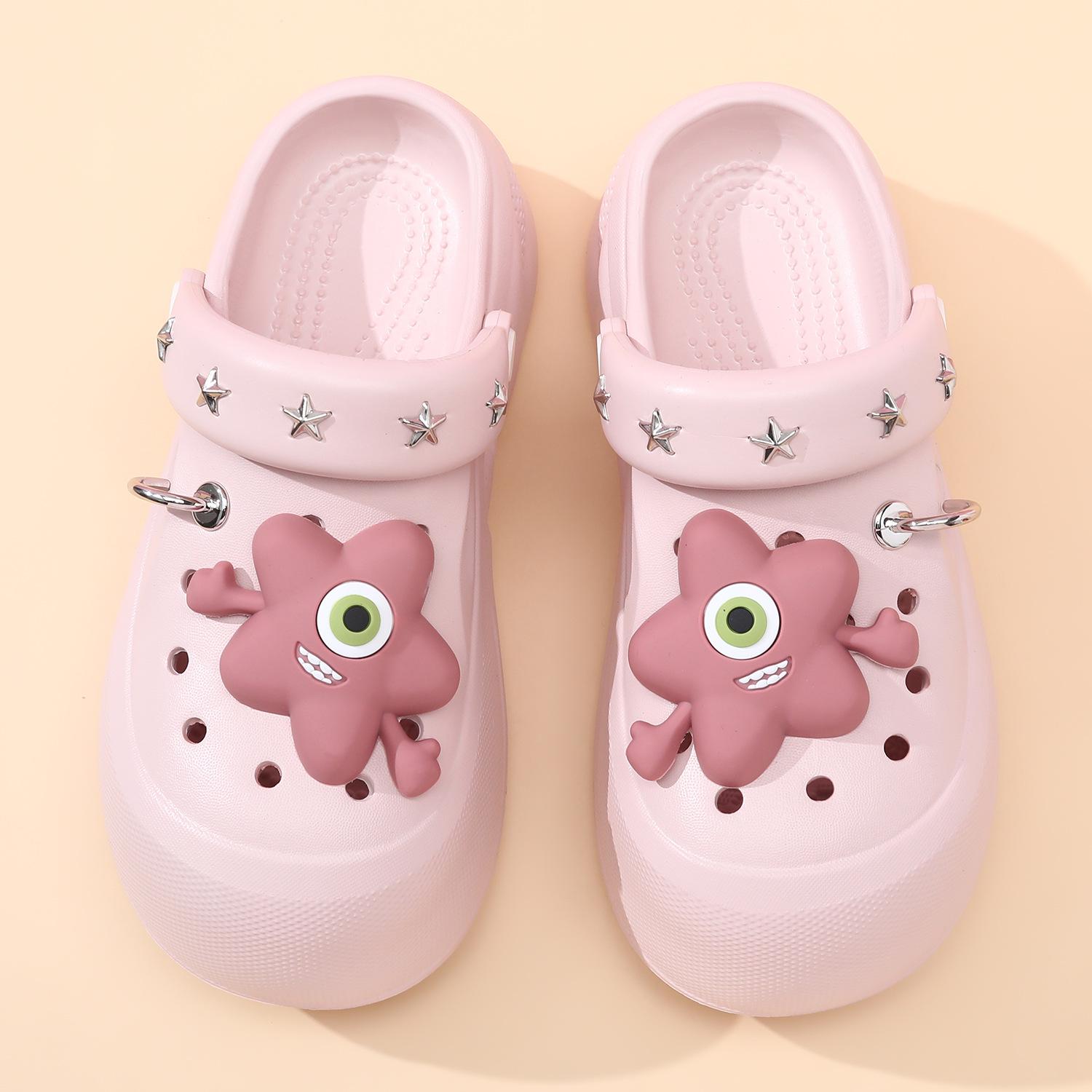 

New hole shoes women s platform cute summer beach shoes non-slip bag head breathable can wear cool slippers women 35-36 рожевий