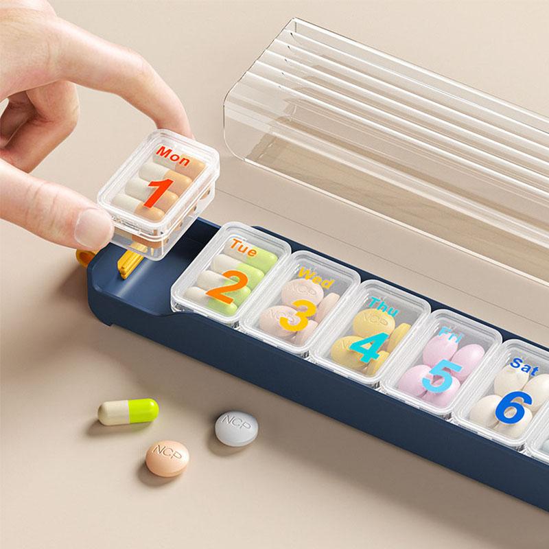 Candy Color Weekly Pill Organizer BPA Free Travel 7 Day Pill Box Case Large Compartment For Vitamins Supplements and Medication
