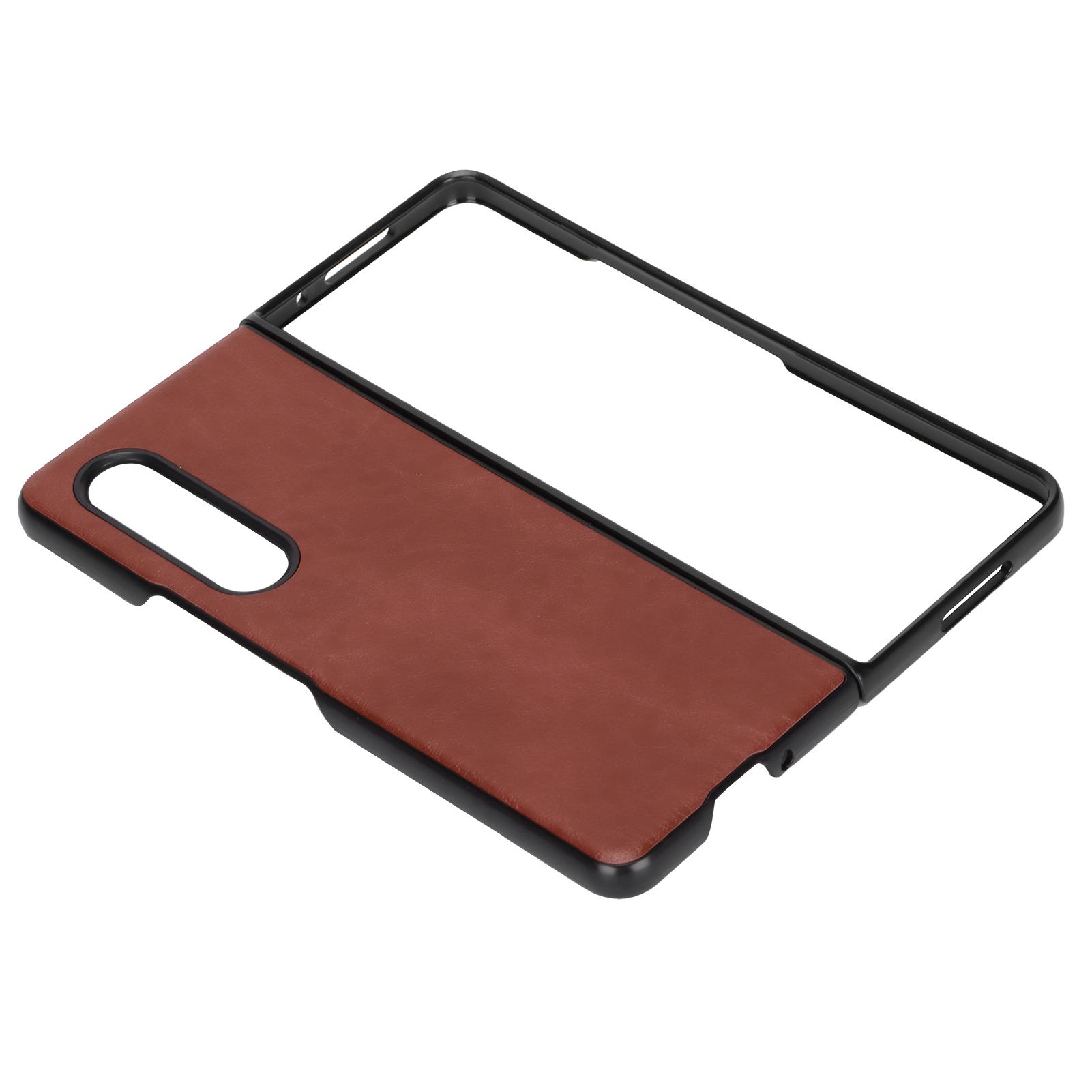 

Leather Smartphone Cover Shockproof Phone Protective Case for Samsung Galaxy Z Fold 3 коричневий