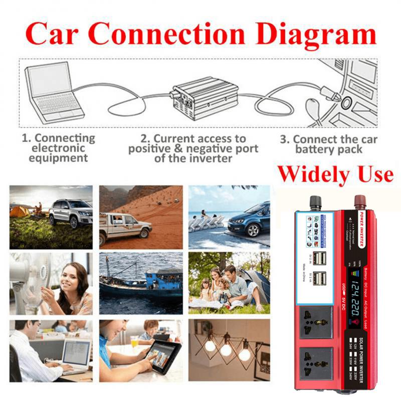12000W Power Inverter Car Inverter Modified Sine Wave Solar Power DC24V To AC220V Voltage Transformer Adapter Charging Converter