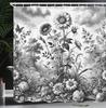 black and white shower curtain misty tall trees woodland natural landscape fabric bathroom decoration shower curtain with hook