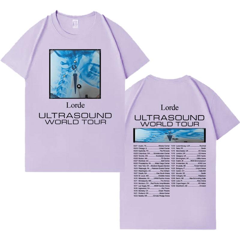 Singer Lorde Ultrasound World Tour Tee Men Women Hip Hop Tshirt Y2K Cotton Harajuku Tshrit High Street Pop Short Sleeve T Shirt