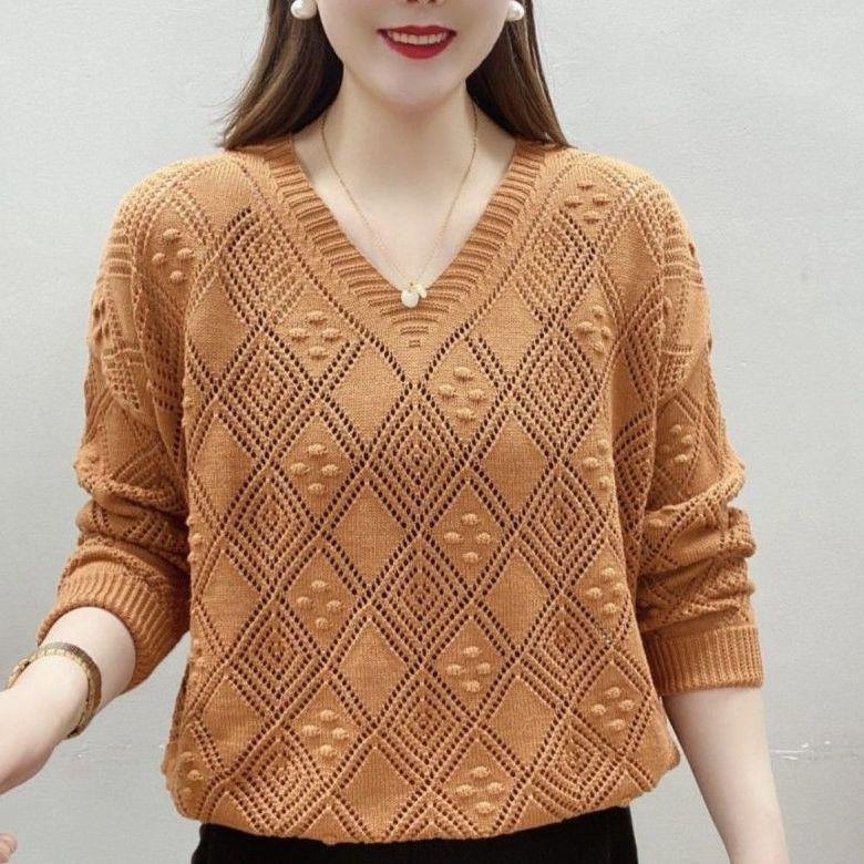 Dopamine - Colored Long - Sleeved Hollow - Out Top Thin Knitwear Stylish Women's Sweater