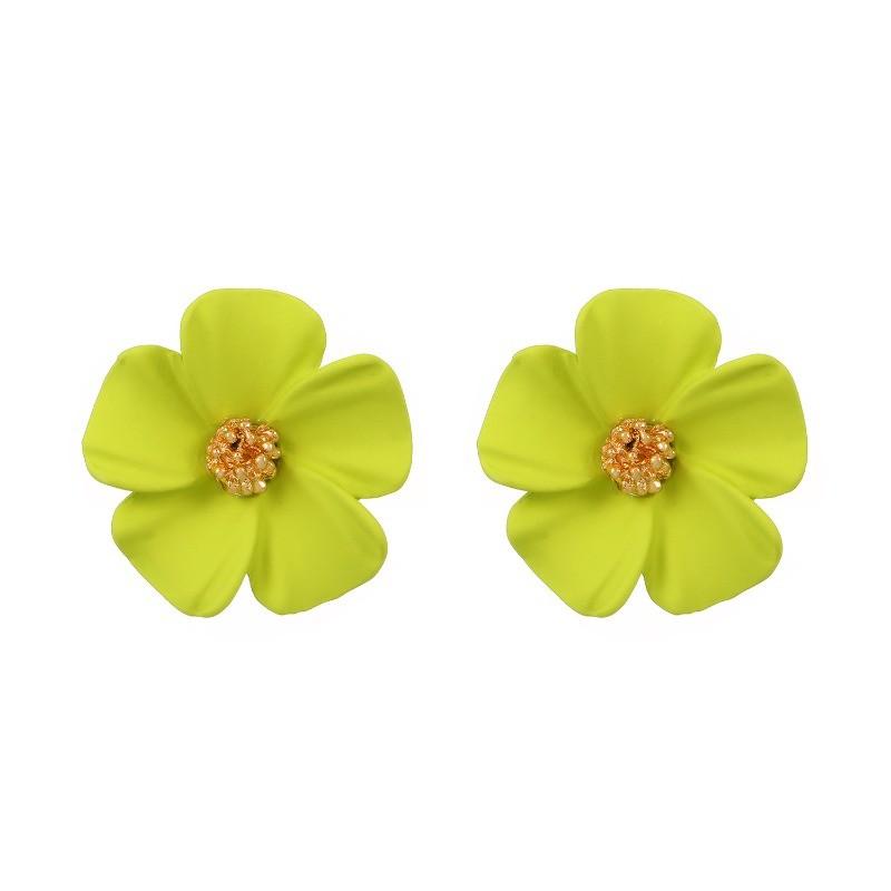 

Pinkdudu Simple Sweet Multicolored Large Flower Acrylic Earrings Fashion Trendy Stud Earrings Women PD2272 зелёный