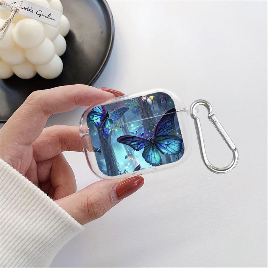 Cartoon Butterfly Pattern Clear Earphone Cases Cover Case For Airpods 2 1 4 Pro2 Pro 3 Pro3