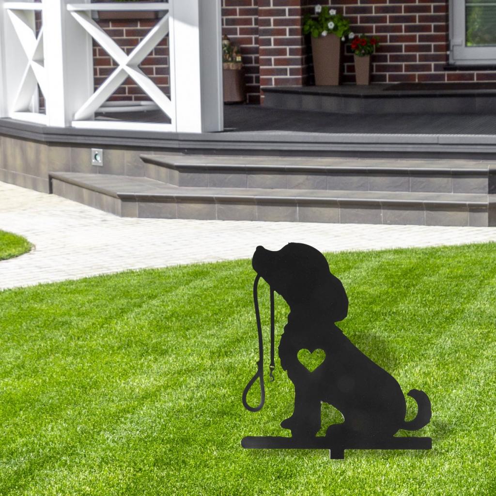 Unique Dog Silhouette Garden Stake Creative Metal Wall Art for Outdoors