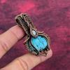 Tibetan Turquoise Pendant Copper Wire Wrapped Pendant Rainbow Moonstone Jewelry Designer Jewelry