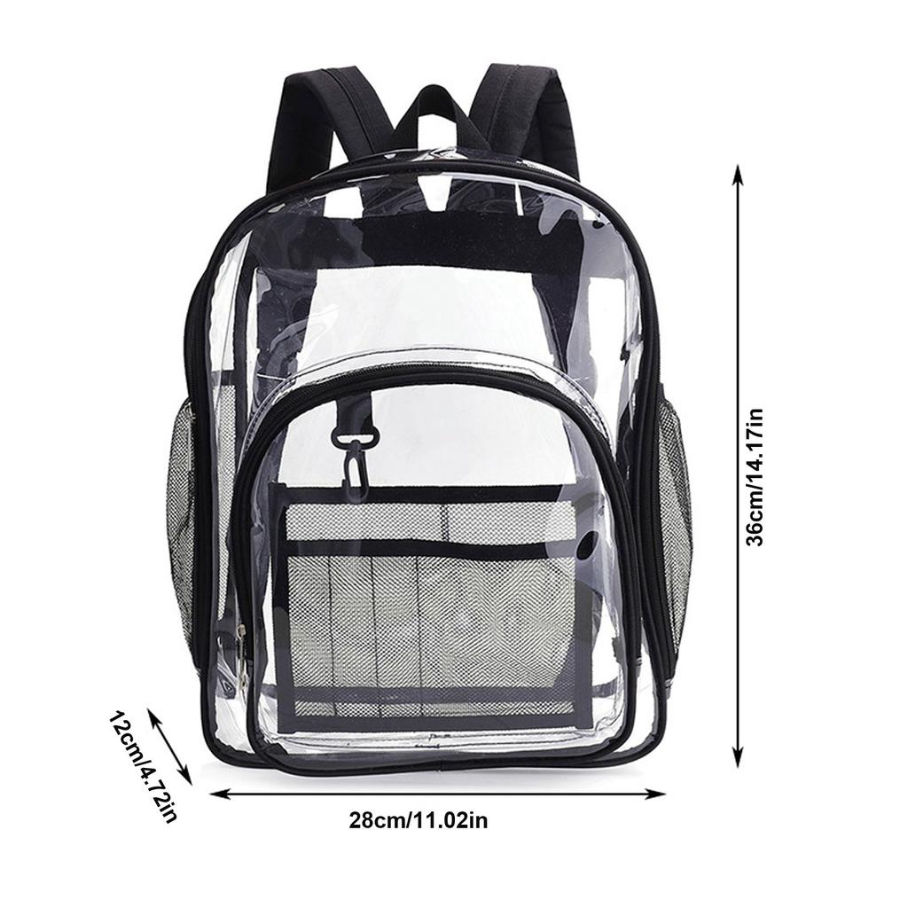 Laptop Backpack School Bags Black Transparent PVC Waterproof Large Capacity for School College