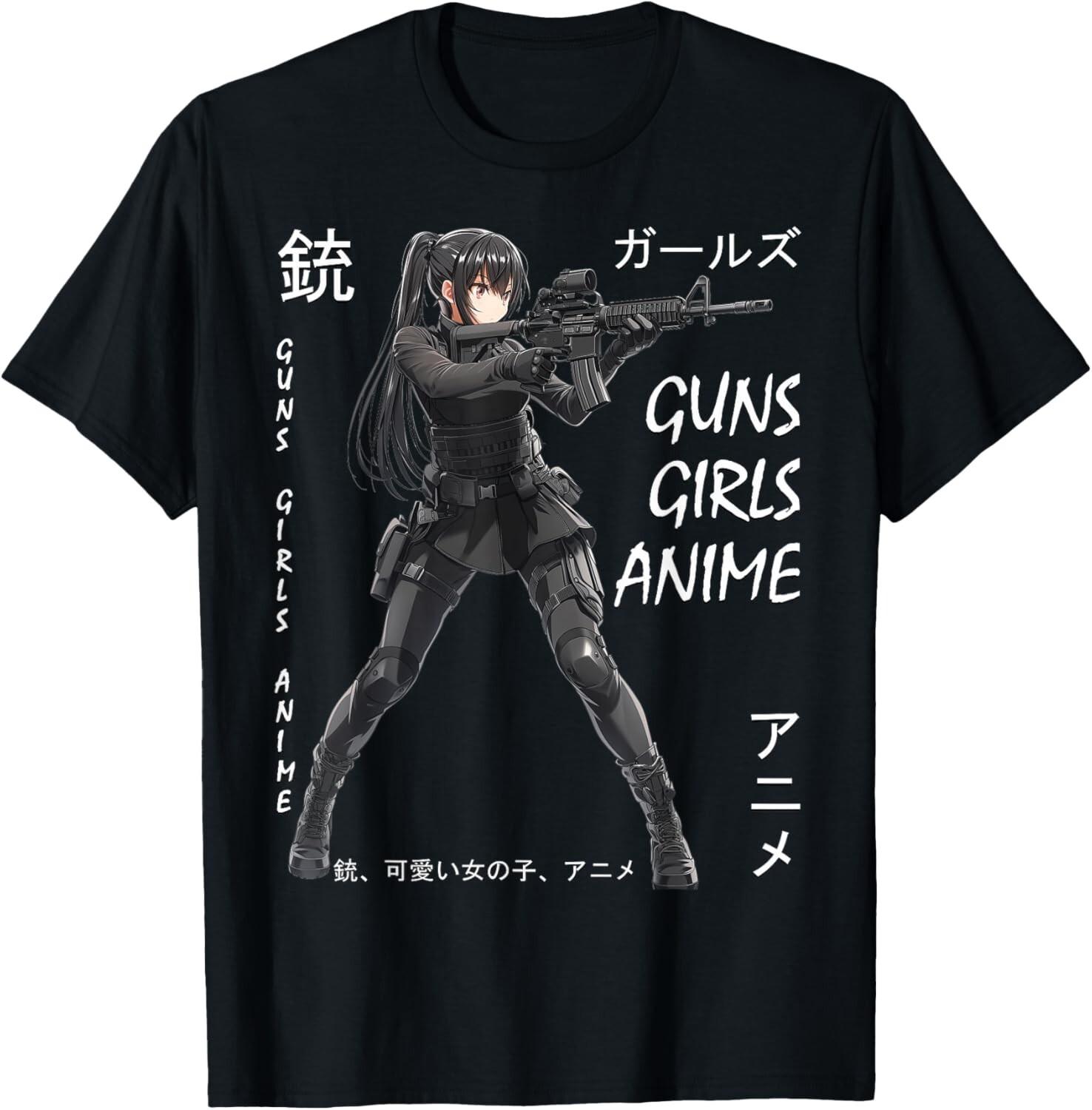 Anime Waifu Graphic T-Shirt, Black M