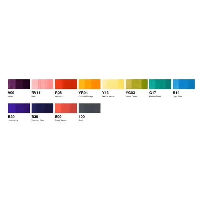 COPIC Classic Marker 12-Color Set - Ideal for Artists and Designers