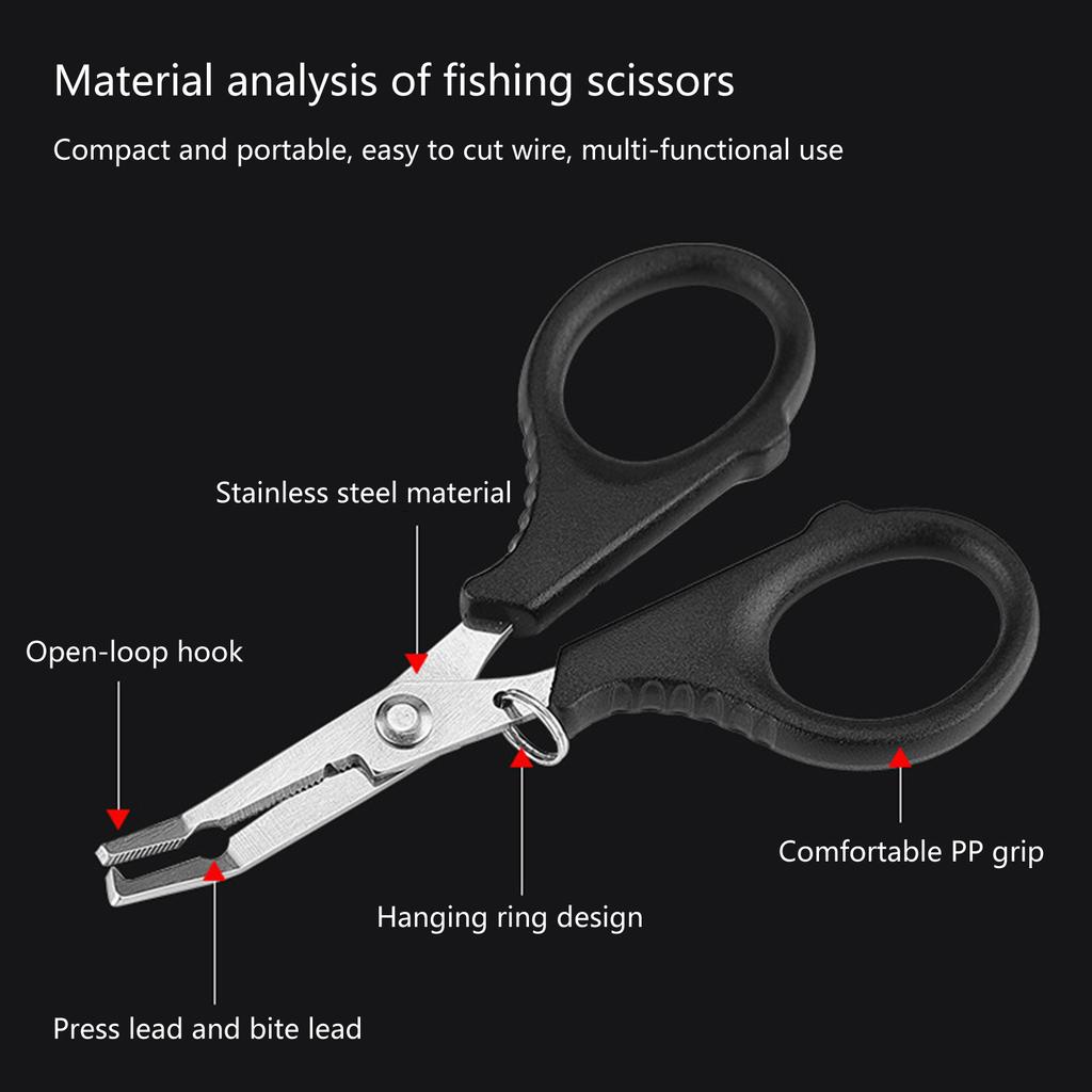 Multifunctional Fishing Plier Fish Hook Remover PE Line Cutter Scissors with Hooked Tip Practical Fishing Tool Durable
