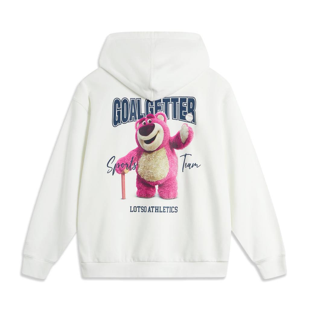 Li Ning Disney Collaboration Pixar Strawberry Bear Series Cartoon Letter Hooded Comfortable Breathable Loose Sweatshirt Unisex Sweatshirt AWDU431-4