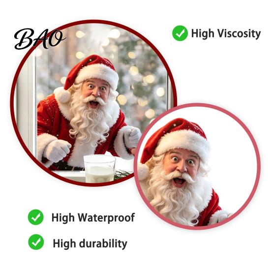 Christmas Window Decals Creative Santa Claus Static Cling, Glue?Free Glass Sticker, Holiday Clings Reusable Decor for Living Room Shop Decoration